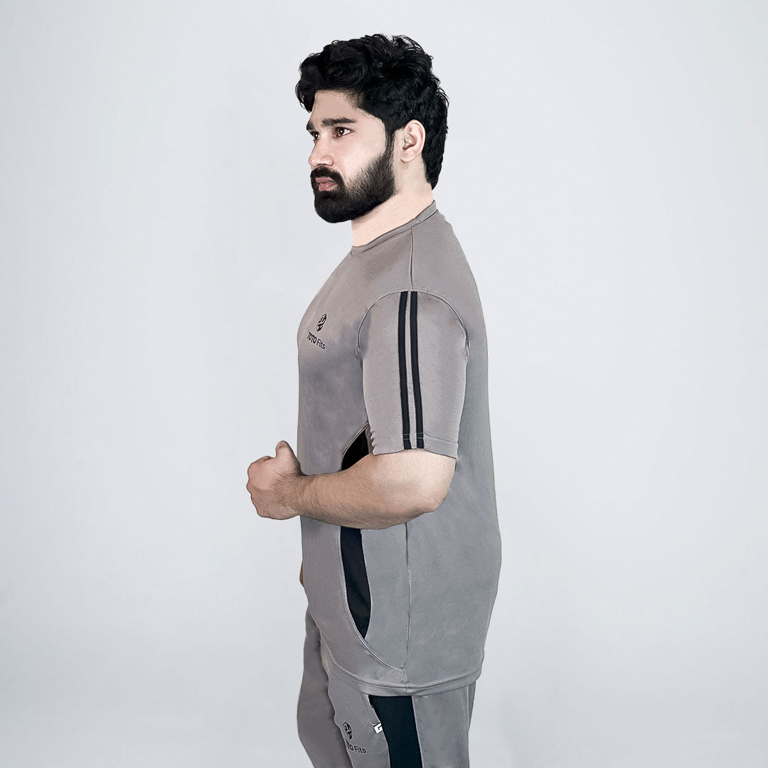 Azadi Edition Toto Fits Grey V-Stripe Tracksuit – | Up to 50% OFF