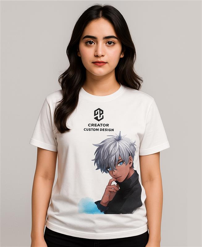 Anime Cool White-Haired Character Graphic Tee β Custom Design by Creator